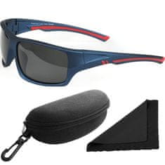 Polarized Brýle sluneční 247 - obroučky modré-červené / skla tmavá / polarizační skla / pouzdro a utěrka
