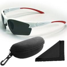 Polarized Brýle sluneční 251 - obroučky bílé-červené / skla tmavá / polarizační skla / pouzdro a utěrka