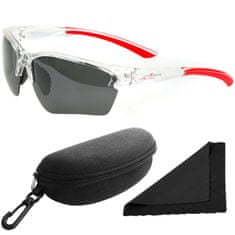 Polarized Brýle sluneční 251 - obroučky průhledné-červené / skla tmavá / polarizační skla / pouzdro a utěrka