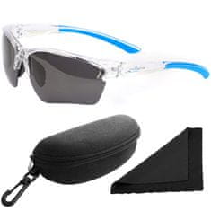 Polarized Brýle sluneční 251 - obroučky průhledné-modré / skla tmavá / polarizační skla / pouzdro a utěrka