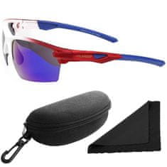 Polarized Brýle sluneční 255 - obroučky bílé / skla modrá zrcadlová / polarizační skla / pouzdro a utěrka