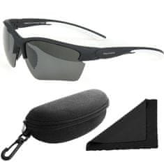 Polarized Brýle sluneční 251 - obroučky černé-bílé / skla tmavá / polarizační skla / pouzdro a utěrka