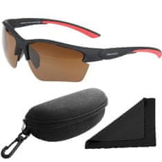 Polarized Brýle sluneční 251 - obroučky červené-černé / skla hnědá / polarizační skla / pouzdro a utěrka