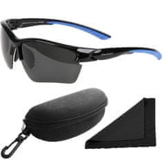 Polarized Brýle sluneční 251 - obroučky modré-černé / skla tmavá / polarizační skla / pouzdro a utěrka