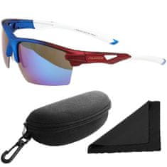 Polarized Brýle sluneční 255 - obroučky modré / skla modrá zrcadlová / polarizační skla / pouzdro a utěrka