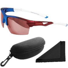 Polarized Brýle sluneční 255 - obroučky modré / skla červeno-zlatá zrcadlová / polarizační skla / pouzdro a utěrka