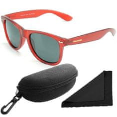 Polarized Brýle sluneční 257 - obroučky červené / skla tmavá / polarizační skla / pouzdro a utěrka