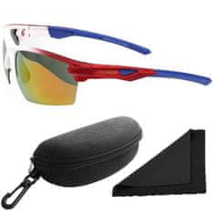 Polarized Brýle sluneční 255 - obroučky bílé / skla červeno-zlatá zrcadlová / polarizační skla / pouzdro a utěrka