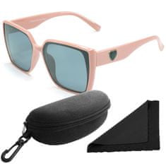 Polarized Brýle sluneční 268 - obroučky lososové / skla tmavá / polarizační skla / pouzdro a utěrka