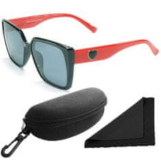 Polarized Brýle sluneční 268 - obroučky černé-červené / skla tmavá / polarizační skla / pouzdro a utěrka