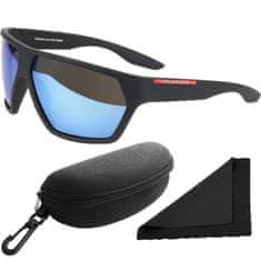 Polarized Brýle sluneční 261 - obroučky černé / skla modrá zrcadlová / polarizační skla / pouzdro a utěrka