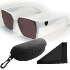Polarized Brýle sluneční 268 - obroučky bílé / skla hnědá / polarizační skla / pouzdro a utěrka