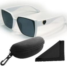 Polarized Brýle sluneční 268 - obroučky bílé / skla tmavá / polarizační skla / pouzdro a utěrka
