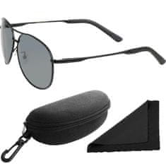 Polarized Brýle sluneční 8013 - obroučky černé / skla tmavá / polarizační skla / pouzdro a utěrka