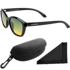 Polarized Brýle sluneční 206 - obroučky černé / skla zeleno-žlutá / polarizační skla / pouzdro a utěrka