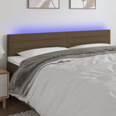 Greatstore Čelo postele s LED tmavě hnědé 160x5x78/88 cm textil