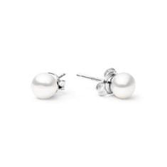 Gaura Perlové náušnice – bílé přírodní perly 5,5-6 mm