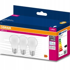 Osram 3x LED žárovka E27 A60 4,9W = 40W 470lm 4000K Neutrální bílá