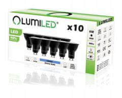 LUMILED 10x LED žárovka GU10 PAR16 6W= 50W 580lm 6500K Studená bílá Černá 120°