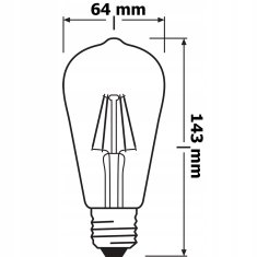 Osram LED žárovka E27 ST64 4W = 40W 470lm 2700K Teplá bílá FILAMENT