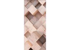 AG Design 3D abstrakce dřevěné kostky, vliesová fototapeta 90x202 cm