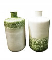 Kaemingk Dekorativní keramická váza bílá a zelená 36 cm
