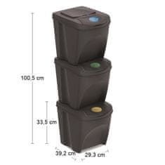nabbi Odpadkový koš na tříděný odpad (3 ks) IKWB25S3 25 l - antracit