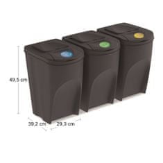 nabbi Odpadkový koš na tříděný odpad (3 ks) IKWB35S3 35 l - antracit