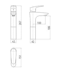 RAV-SLEZÁK Vodovodní baterie umyvadlová, vysoká AMUR AM730.0 ''3/8'' Chrom