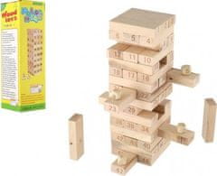 Teddies  Hra věž dřevěná 48 dílků společenská hra hlavolam v krabičce 8x27x8cm