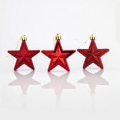 Eurolamp SA Vánoční ozdoby Plastové červené hvězdy, 6,5 cm, SET 12 ks