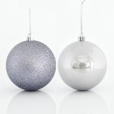 Eurolamp SA Vánoční ozdoby Plastové šedé koule, 8 cm, SET 6 ks
