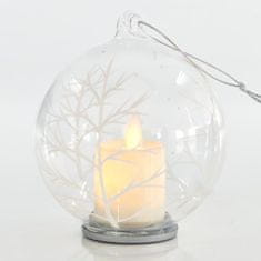 Eurolamp SA Vánoční ozdoby Skleněný světelný míček, svíčka, 10 cm, SET 2 ks