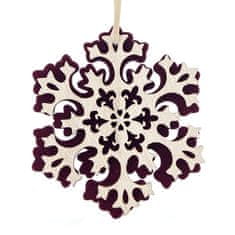 Eurolamp SA Vánoční dekorace Závěsná sněhová vločka, dřevěná 9,5 x 0,5 x 10 cm, 1 ks