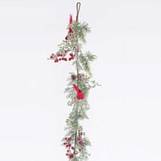 Eurolamp SA Vánoční dekorace Větev s bobulemi a ptáčky, 153 cm, 1 ks