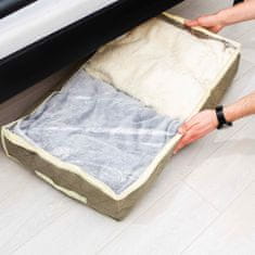 EDANTI Úložný box na peřiny textilní Organizér Na Postel na Oblečení S Okénkem 80x45x15 cm - Béžová