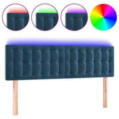 Greatstore Čelo postele s LED tmavě modré 144x5x78/88 cm samet