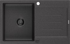 Mexen Bruno granitový dřez 1 s odkapávačem 795 x 495 mm, černá kropenatá, + sifon grafit (6513791010-76-B)