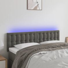 Greatstore Čelo postele s LED tmavě šedé 144x5x78/88 cm samet