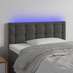 Greatstore Čelo postele s LED tmavě šedé 80 x 5 x 78/88 cm samet