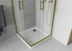 Mexen Rio sprchový kout čtverec 90x90, dekor, zlatá + bílá vanička se sifonem (860-090-090-50-30-4010G)
