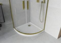 Mexen Apia sprchový kout čtvrtkruh 80x80, dekor, zlatá + bílá vanička se sifonem (863-080-080-50-30-4110G)