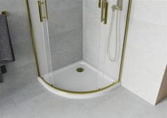 Mexen Apia sprchový kout čtvrtkruh 80x80, dekor, zlatá + bílá vanička se sifonem (863-080-080-50-30-4110G)