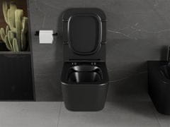 Mexen Madox závěsná wc mísa rimless včetně sedátka s slow, duroplast, černá mat (30154070)