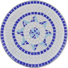 shumee Bistro stolek modrý a bílý 60 cm mozaika