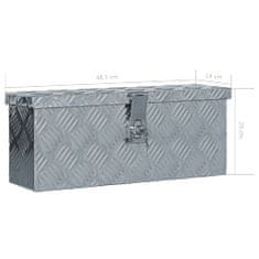 Vidaxl Hliníkový box 48,5 x 14 x 20 cm stříbrný