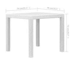 Vidaxl Zahradní stůl bílý 79 x 79 x 72 cm plastový ratanový vzhled