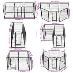Greatstore Ohrádka pro psy 8 panelů ocelová 80 x 100 cm černá
