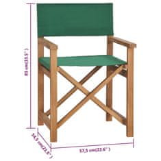 Vidaxl Režisérská židle masivní teakové dřevo zelená