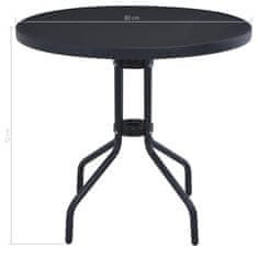 Vidaxl Zahradní stolek černý 80 cm ocel a sklo